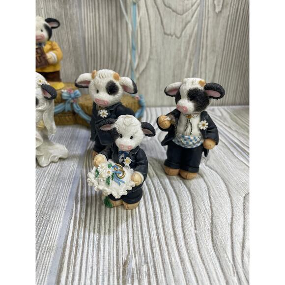 Mary's Moo Moo's Cows Lot of 9 Pieces Marriage Wedding Theme Enesco Vintage - Picture 2 of 9